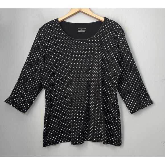 Christopher & Banks Tops - Black White Polka Dot Tee Top Womens Size XL Knit Classic Basic Cotton Preppy